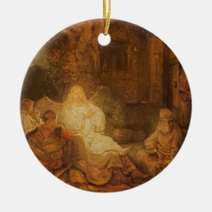 Abraham Receives the Three Angels, 1646 (oil on pa Ceramic Ornament
