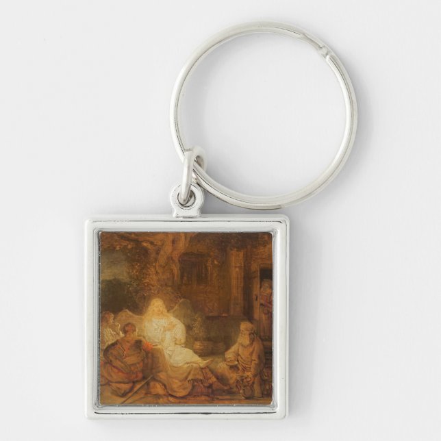 Abraham Receives the Three Angels, 1646 (oil on pa Key Ring (Front)