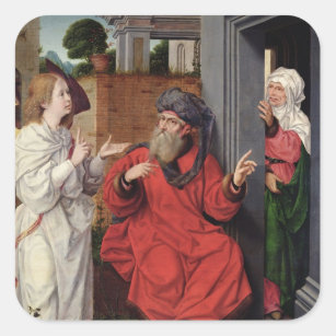 Abraham, Sara and an Angel, c.1520 Square Sticker