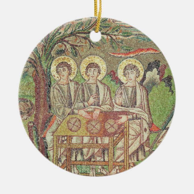 Abraham with the angels (mosaic) ceramic tree decoration (Front)