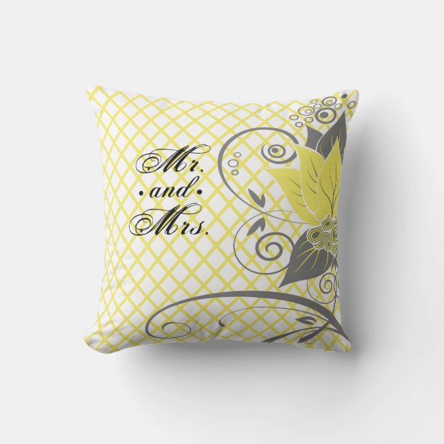 Abraxas Abstract Floral Fishnet yellow Mr. & Mrs. Cushion (Front)