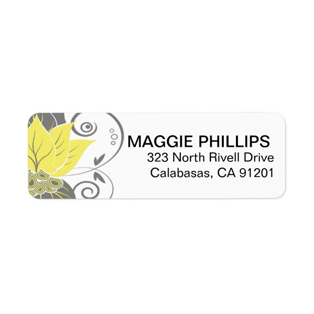Abraxas Abstract Floral | yellow charcoal Return Address Label (Front)