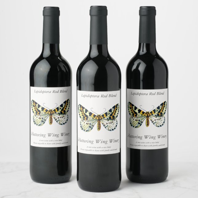 Abraxas grossulariata, The Magpie Moth Colour Imag Wine Label (Bottles)