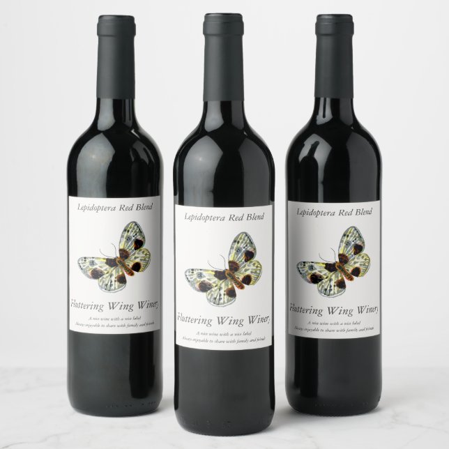 Abraxas sylvata - The Clouded Magpie Moth Wine Label (Bottles)