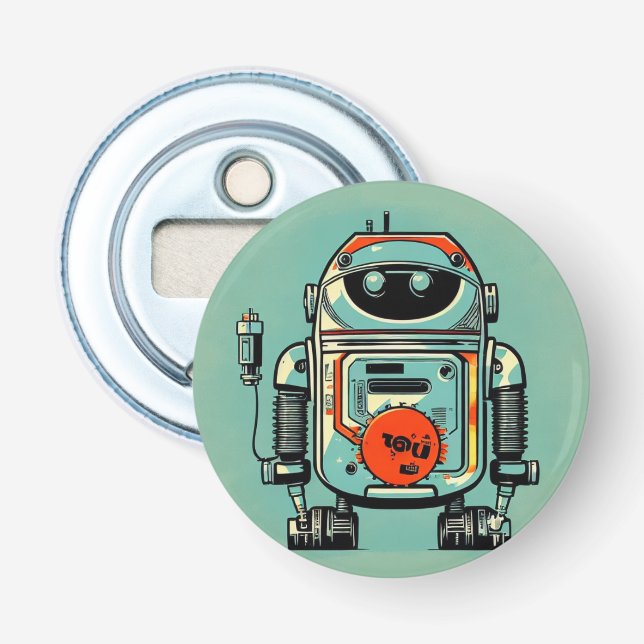 Abrebotellas vintage robot old dirty rustic bottle opener (Front)