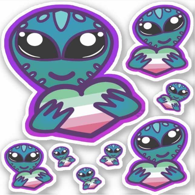 Abrosexual and Proud Alien Stickers (Front)