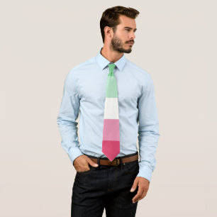 Abrosexual Flag Watermelon Green Pink Striped LGBT Tie