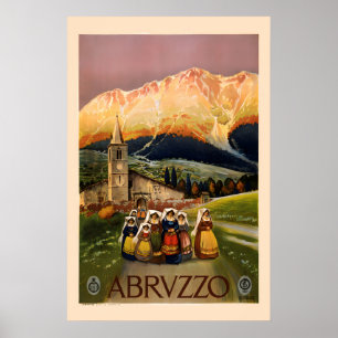 Abruzzo Italy 1920s Classic Italian Village Poster