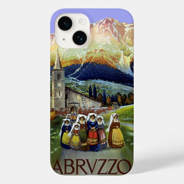 Abruzzo Italy Vintage Travel Poster Art with Women Case-Mate iPhone Case (Back)