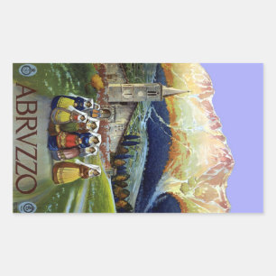 Abruzzo Italy Vintage Travel Poster Art with Women Rectangular Sticker