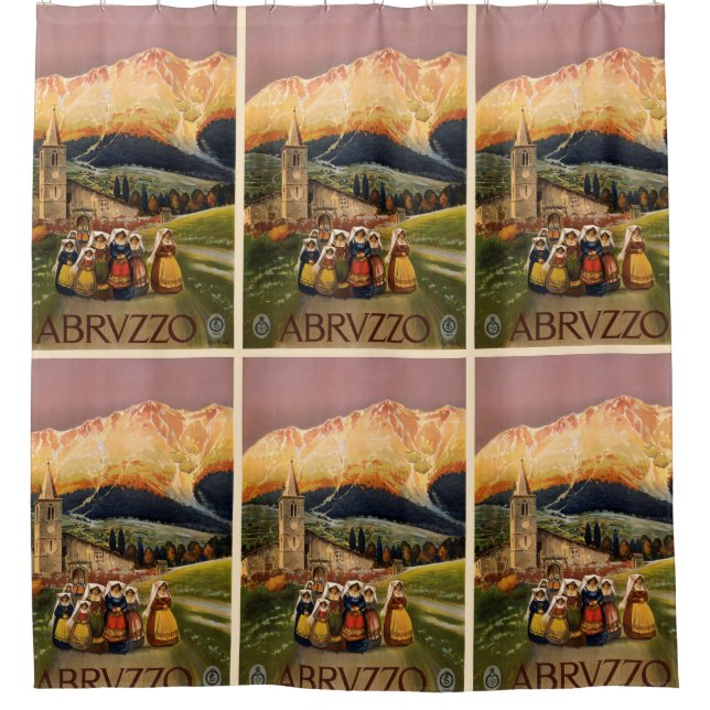 Abrvzzo Italy Vintage Travel Poster shower curtain (Front)