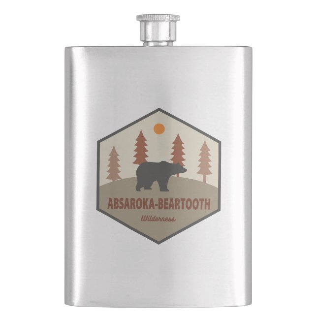 Absaroka - Beartooth Wilderness Bear Hip Flask (Front)