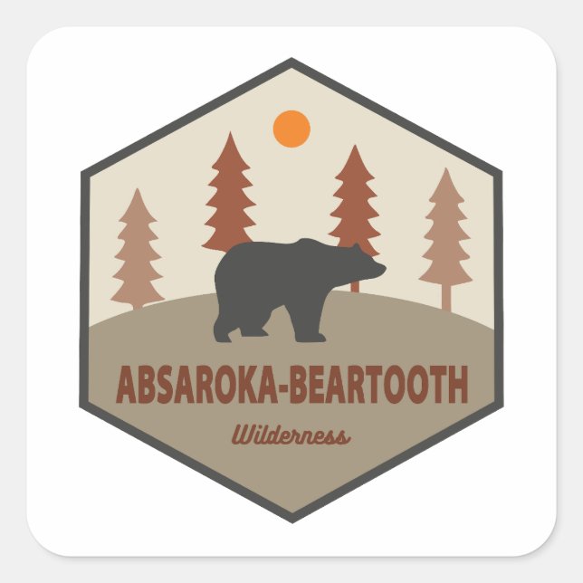 Absaroka - Beartooth Wilderness Bear Square Sticker (Front)