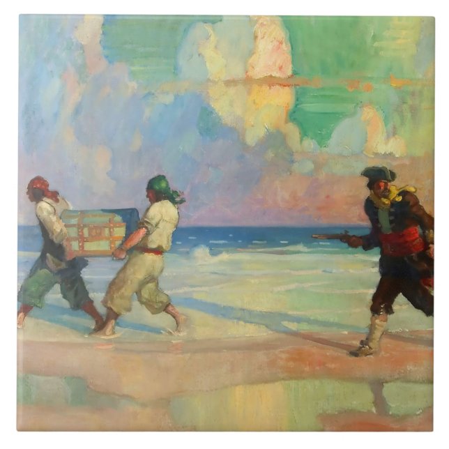 “Absconding With The Treasure” by NC Wyeth Ceramic Tile (Front)