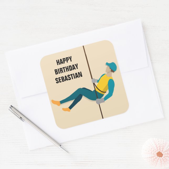 Abseiling Square Sticker (Envelope)
