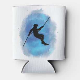 Abseiling Watercolor Rappelling Mountain Climber Can Cooler