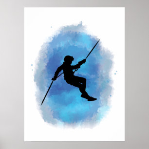 Abseiling Watercolor Rappelling Mountain Climber Poster