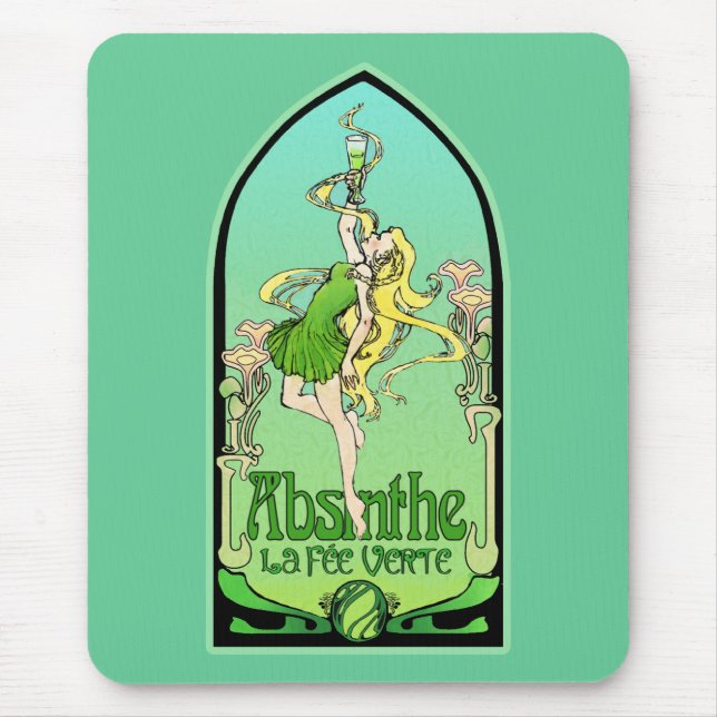 Absinthe Art Nouveau Mouse Pad (Front)