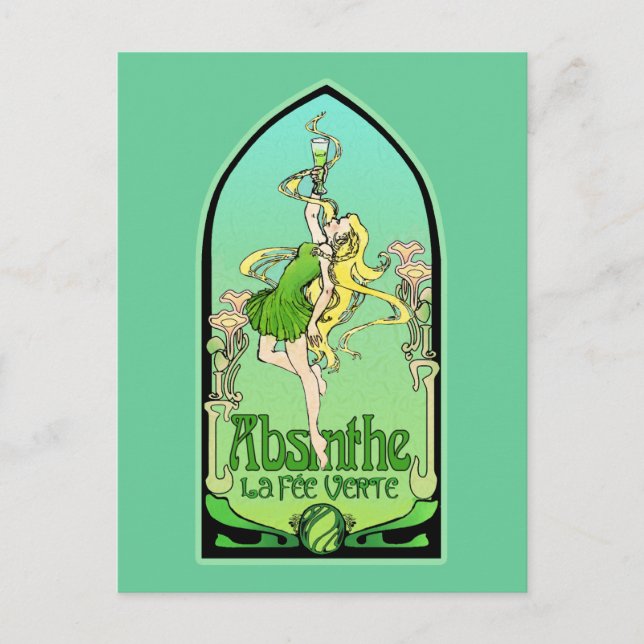Absinthe Art Nouveau Postcard (Front)