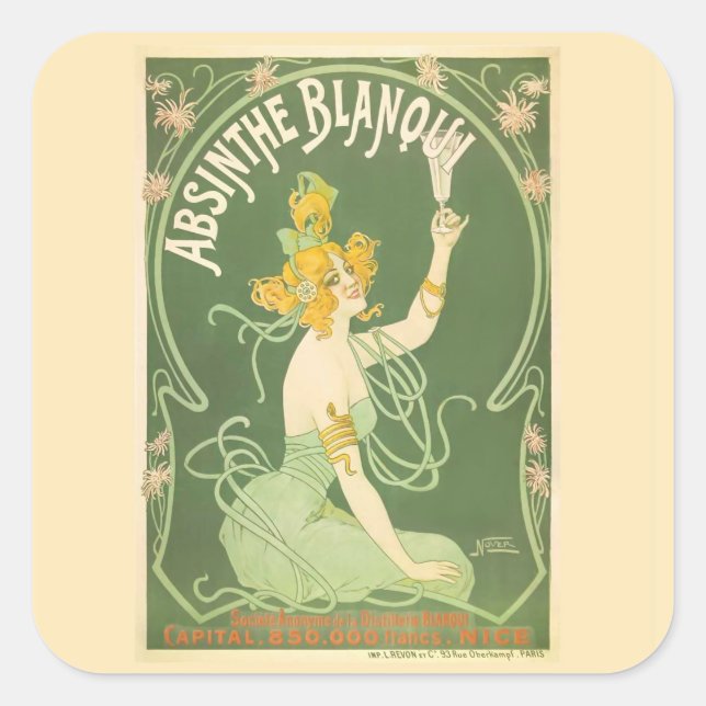 Absinthe Blanqui Nover Fine Art Square Sticker (Front)
