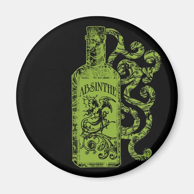 Absinthe Bottle Swirls Magnet (Front)