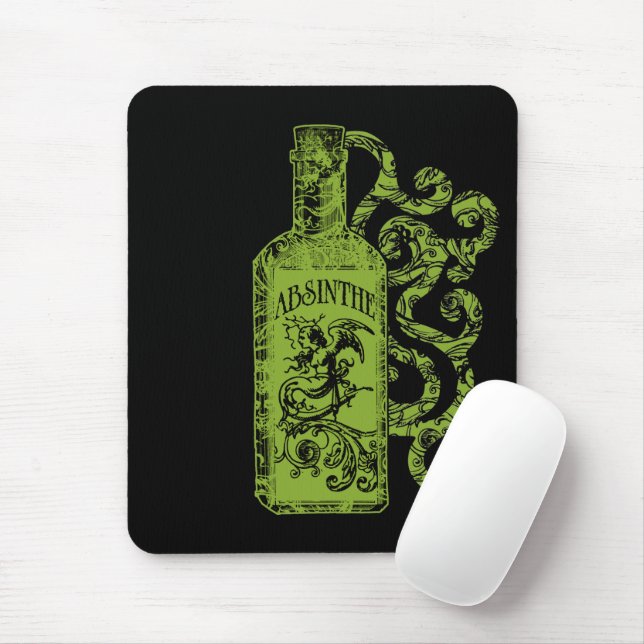 Absinthe Bottle Swirls Mouse Pad (With Mouse)