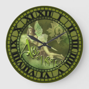 Absinthe Fairy Collage 2 Large Clock