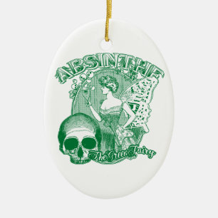 Absinthe Green Fairy Lady Ceramic Ornament