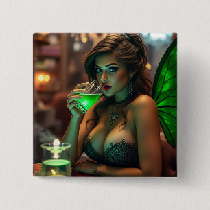 Absinthe Green Fairy Poster 15 Cm Square Badge