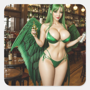 Absinthe Green Fairy  Square Sticker