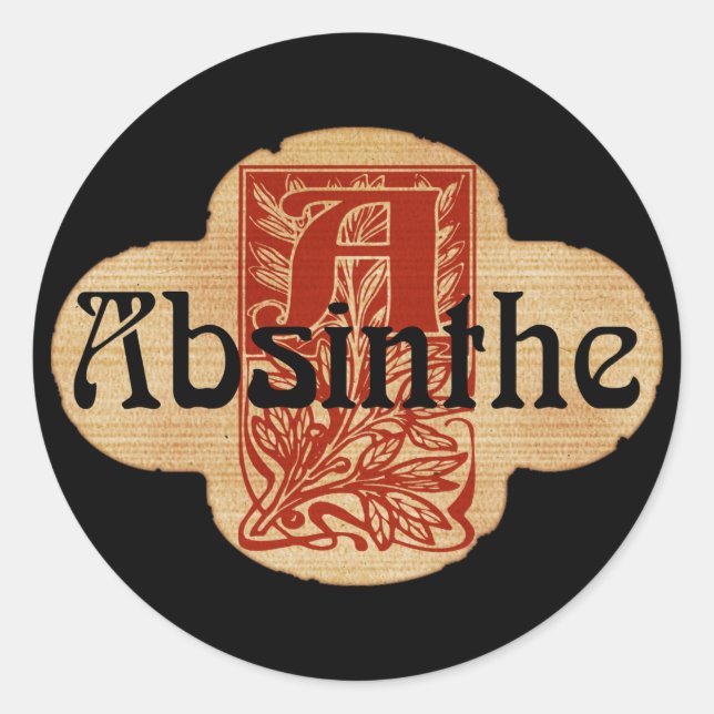 Absinthe Imaginary Bottle Lable Classic Round Sticker (Front)