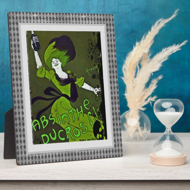 Absinthe in Green Vintage Ad Tabletop Plaque (Side)