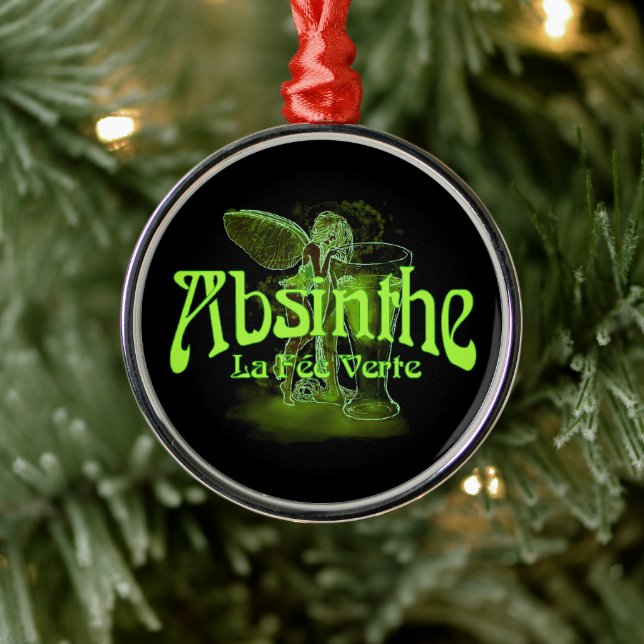 Absinthe La Fee Verte Fairy With Glass Metal Ornament (Tree)