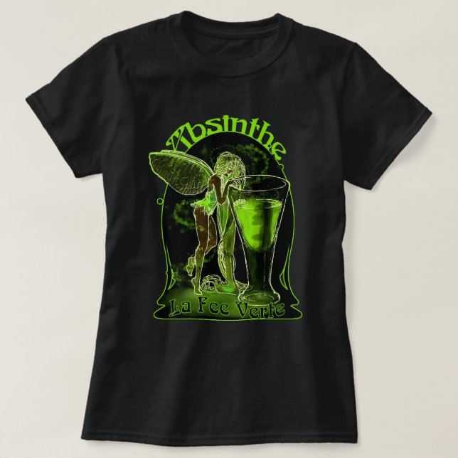 Absinthe La Fee Verte Fairy With Glass T-Shirt (Design Front)