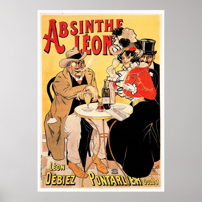 Absinthe Leon Vintage Wine Drink Ad Art Poster (Front)