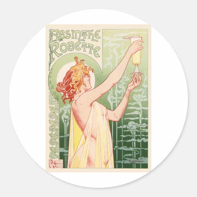 Absinthe Robette Classic Round Sticker (Front)