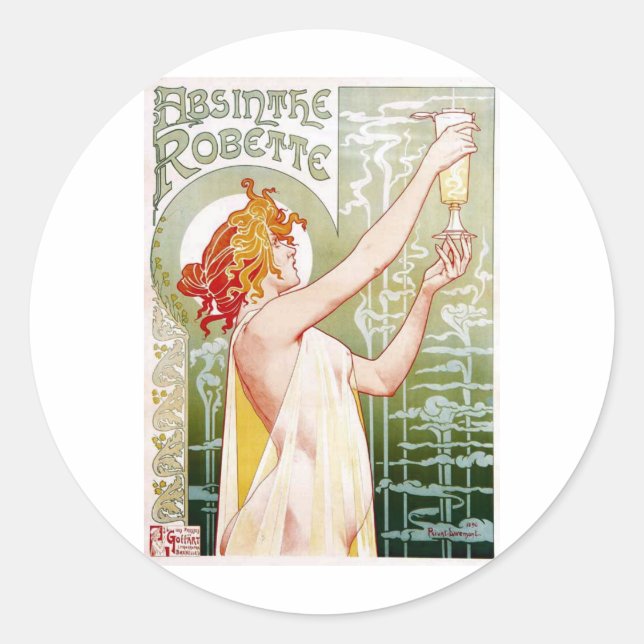 Absinthe Robette Classic Round Sticker (Front)