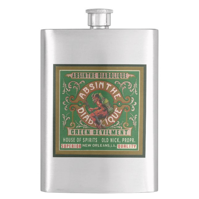Absinthe Stainless Steel Hip Flask (Front)