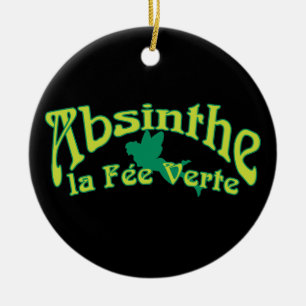 Absinthe Text La Fee Verte Ceramic Tree Decoration