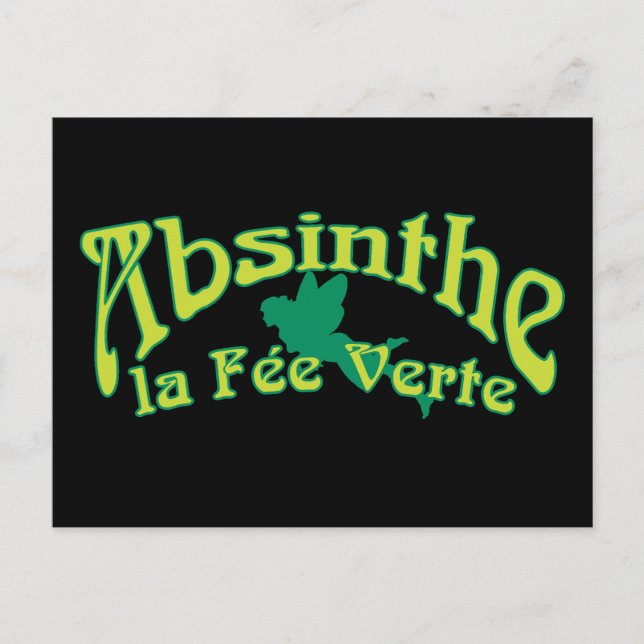 Absinthe Text La Fee Verte Postcard (Front)