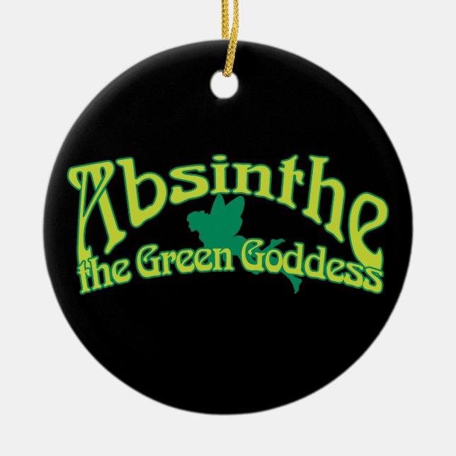 Absinthe Text The Green Goddess Ceramic Ornament (Front)