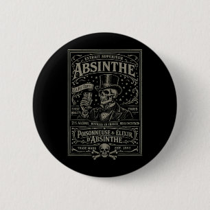 Absinthe Vintage Poster Skull Gentleman Gothic Art 6 Cm Round Badge