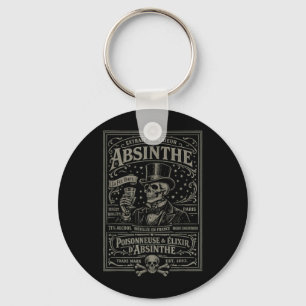 Absinthe Vintage Poster Skull Gentleman Gothic Art Key Ring
