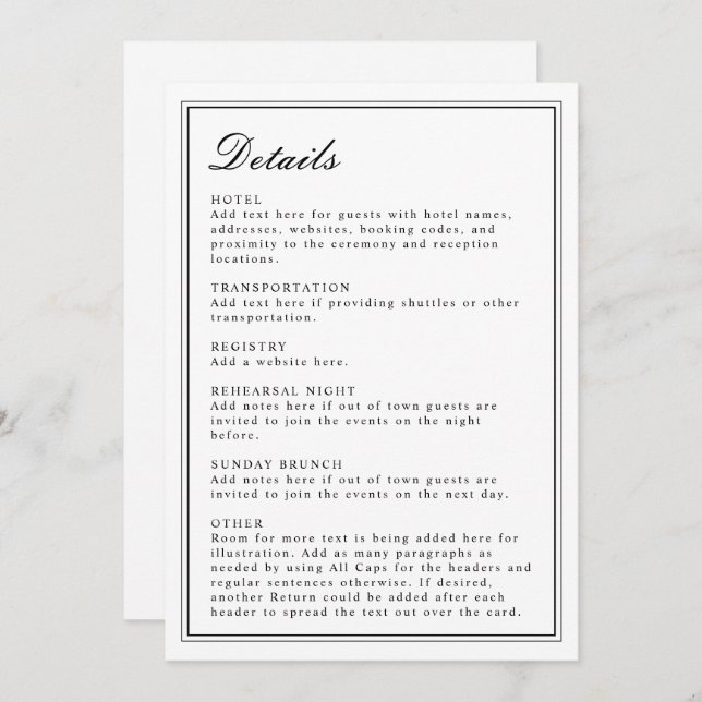 Absolute Classic Script Black and White Invite (Front/Back)