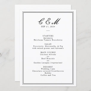 Absolute Classic Script Black and White Wedding Program