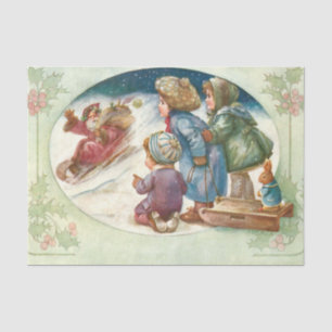Absolutely Adorable Santa Claus Waving to Children Tissue Paper