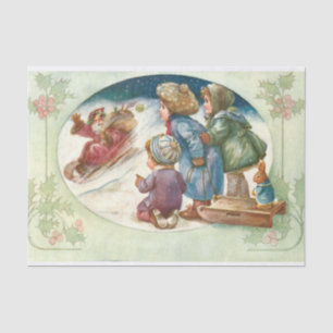 Absolutely Adorable Santa Claus Waving to Children Tissue Paper