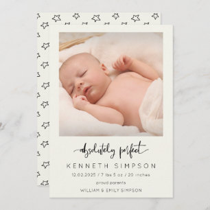 Absolutely Perfect Photo Baby Birth Announcement