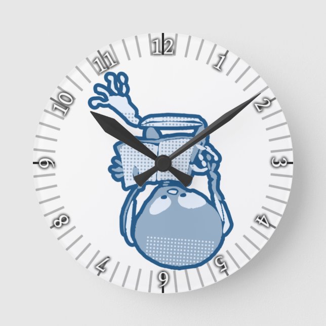 Absorbed Abigail Literary Skeleton with Book Round Clock (Front)