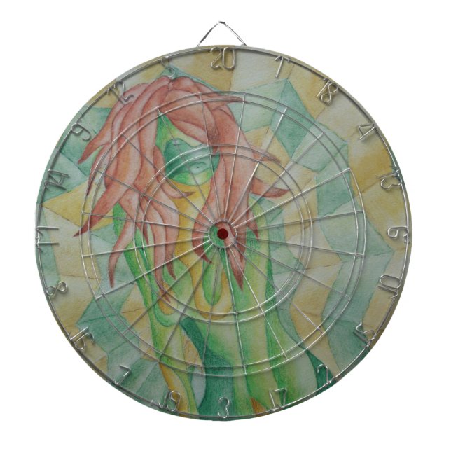 absrtact art picture of green lady contempory dartboard (Front)